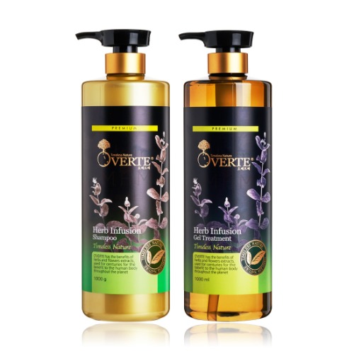 Auberte Herb Infusion Premium Shampoo Gel Treatment Set 1000ml Large Capacity Hypoallergenic Scalp